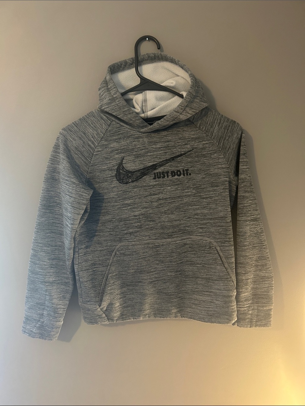 Nike Kids' Large Gray 'Just Do It' Hooded Pullover